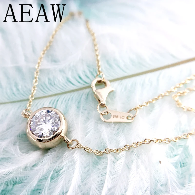 Однотонный 14K 585 Желтое золото 3 карата ct F цвет Moissanite бриллиантовый ободок браслет
