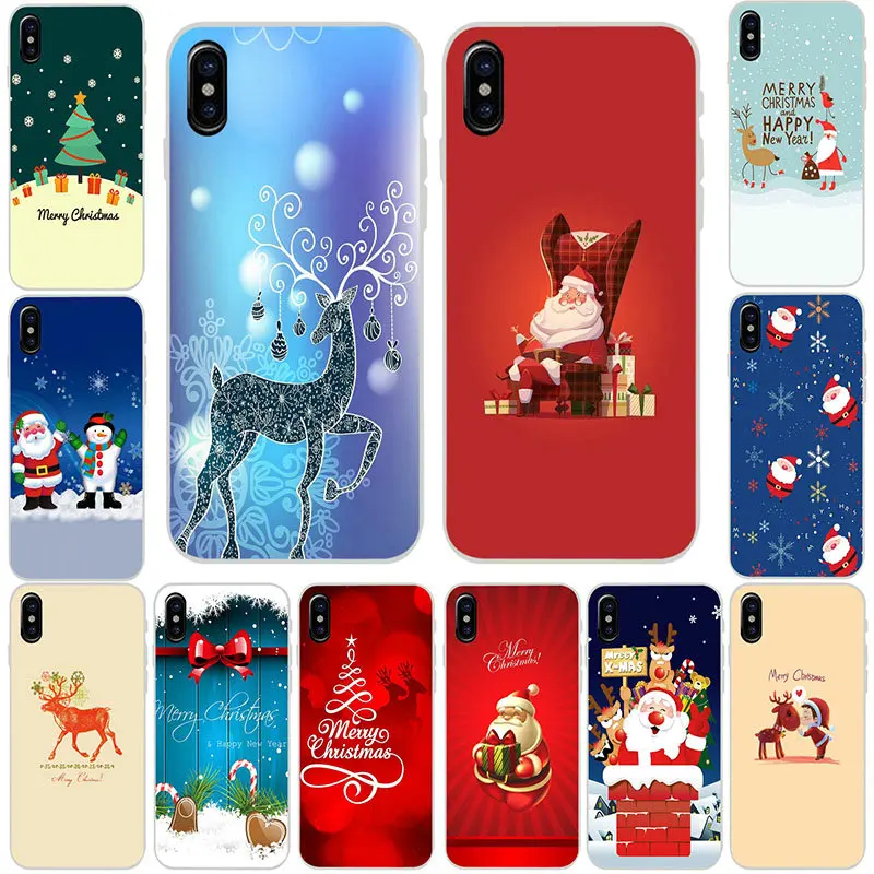 Милые рождественские олени мягкие аксессуары из ТПУ чехлы для iPhone 8 7 6 6S Plus X XR XS Max 5