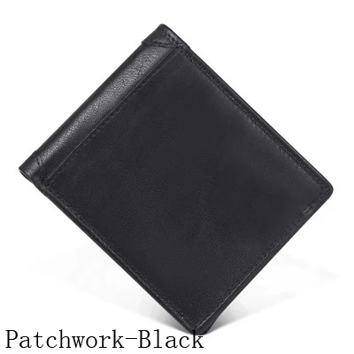 Patchwork-Black Мужской кошелек из натуральной кожи, RFID, Би-фолд, Ретро стиль, короткий кошелек для монет, Ретро стиль, мужские кошельки для кредитных карт, мужской клатч, кошелек, сумка для денег - Цвет: Patchwork-Black