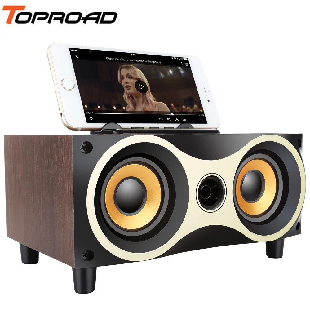 TOPROAD Беспроводная bluetooth колонка для настольного компьютера динамик Stero Wood s с
