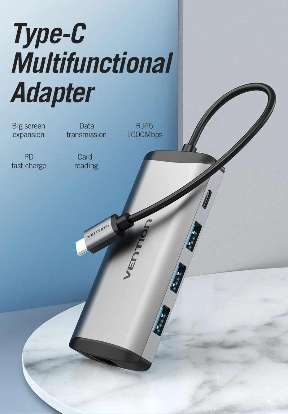Vention usb-хаб usb type C к HDMI USB 3,0 концентратор Thunderbolt 3 адаптер для MacBook samsung S9 S10 huawei mate 20 P30 Pro USB-C концентратор