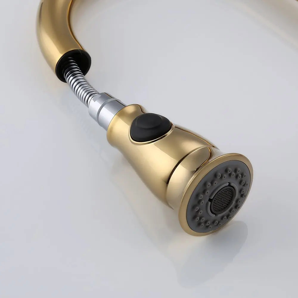 Золотистый смеситель для раковины из твердой латуни с одним отверстием воды