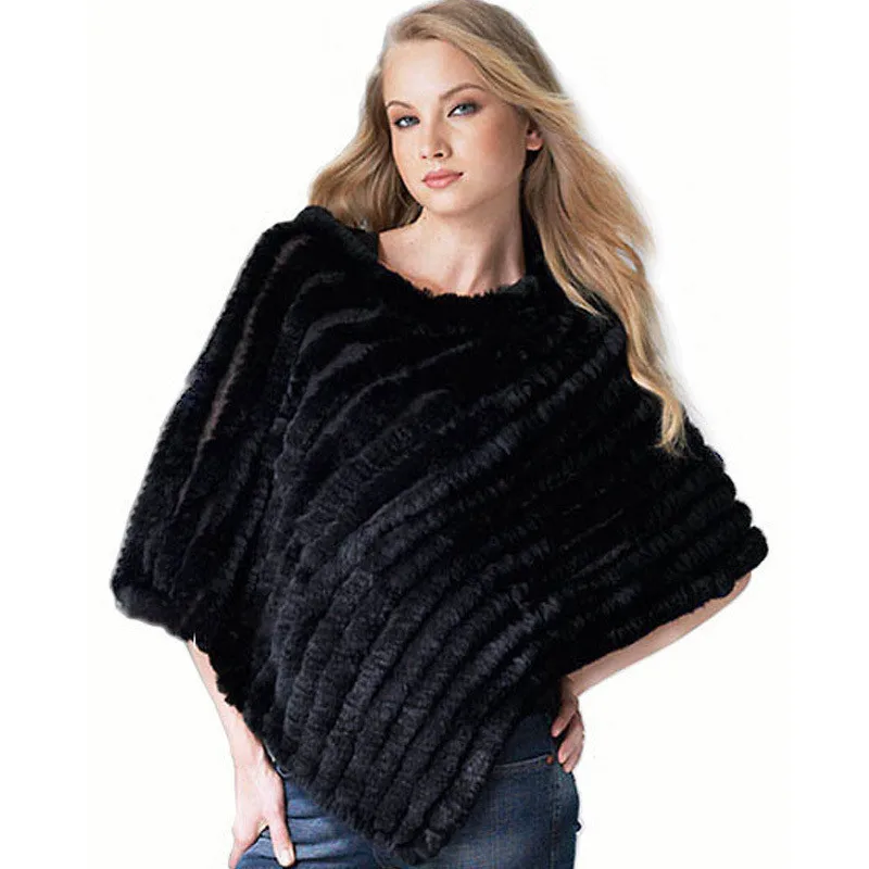 (TopFurMall) Дамские осенне зимние шали из натурального кроличьего меха женский