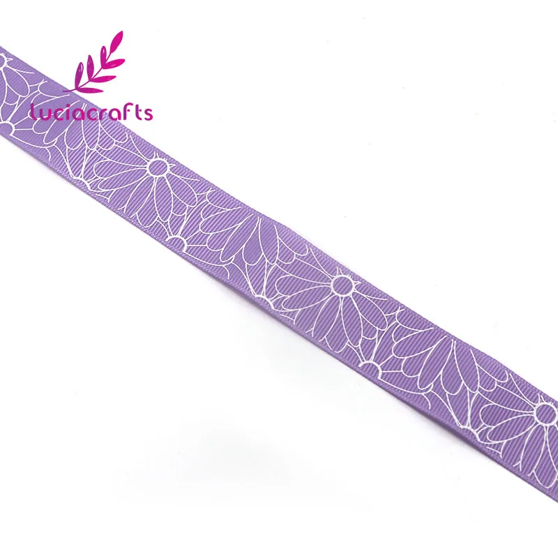 purple 2y Lucia crafts 25 мм полиэстер с цветочным принтом атласные корсажные ленты DIY упаковка шитье ручной работы материал аксессуары S0702 - Цвет: purple 2y