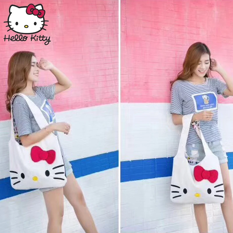 Ручная сумка hello kitty, ручная работа, мультяшная сумка hello kitty, милый, для девочек, для покупок, портативный, с бантом, плюшевый рюкзак, школьный, для путешествий