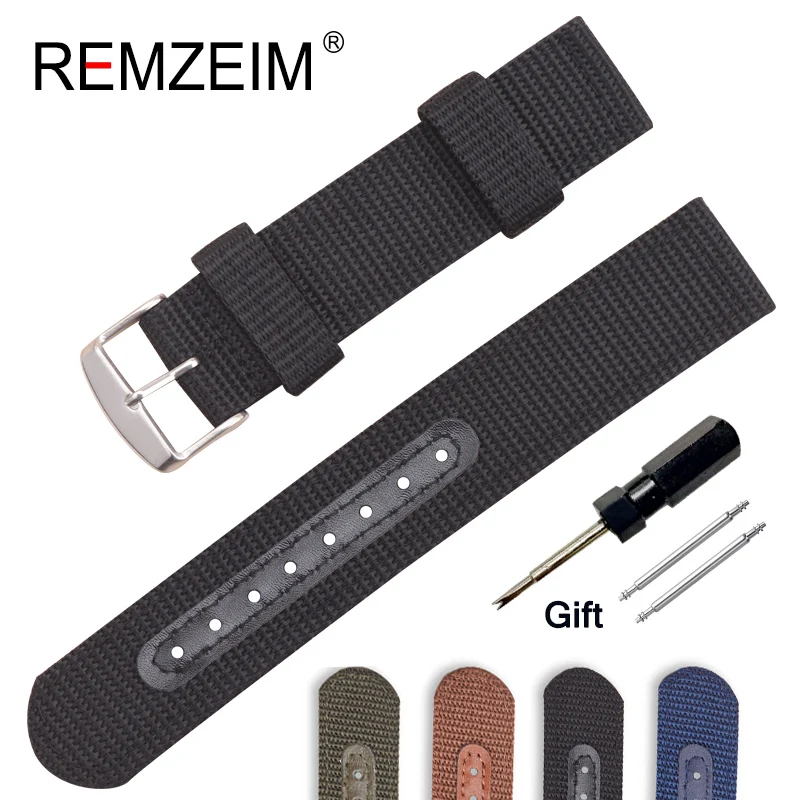 

Nylon Canvas Watch Band Outdoor Sports Nato Strap 18mm 20mm 22mm 24mm Watchband Steel Metal Needle Buckle Watch Accessories