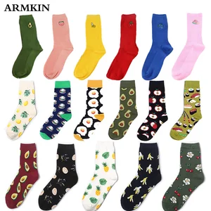 Носки ARMKIN женские в Корейском стиле, хлопковые носки с фруктами, едой, вишней, Персиком, бананом, яйцом, гамбургером, креативные авокадо