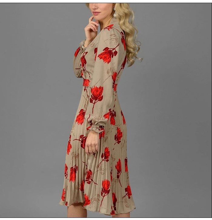Женское винтажное платье-трапеция S.FLAVOR, платье с V-образным вырезом и длинным рукавом для лета и осени, повседневный сарафан