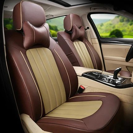 coffee x beige CARTAILOR чехлы на сиденья для Toyota Alphard автомобильные сиденья кожаный набор черные автомобили кожзам сиденья подушки поддерживает - Название цвета: coffee x beige