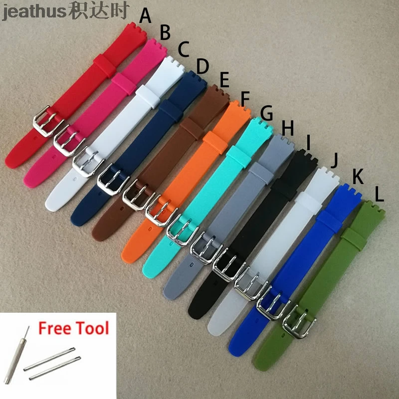 Ремешок для часов jeathus watcband из силиконовой резины 12 мм сменный ремешок с пряжкой