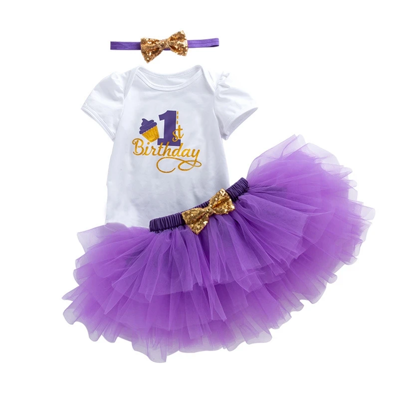 

Newborn Fashion First Birthday Girl Clothes Sets Tutu Lace Skirts+Headband+Tops 3Pcs Clothing Suit New Born Baby Kids Outfits