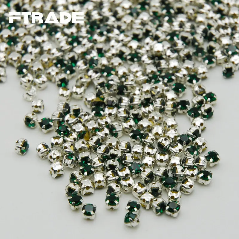 Emerald Высокое качество 17 цветов Стекло коготь стразы SS12 3 мм пришивные камни стразы кристалл для DIY одежды платье украшения - Цвет: Emerald