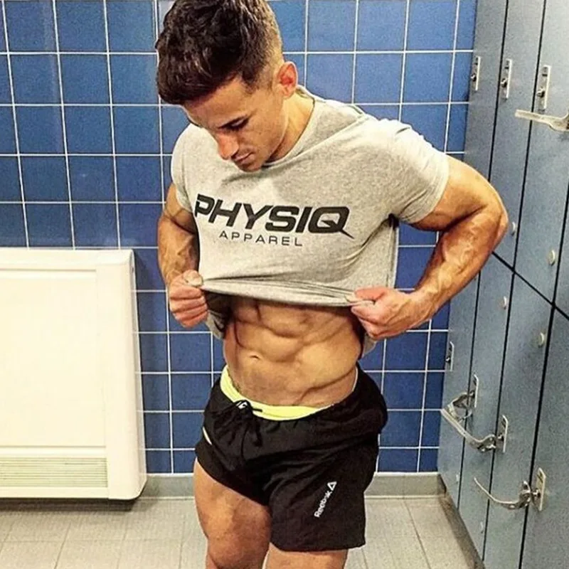 Футболка мужская хлопковая с коротким рукавом для спортзала и фитнеса|cotton t