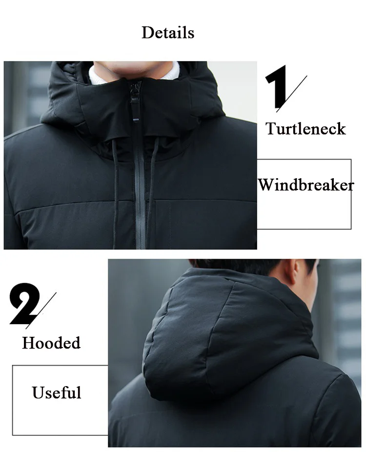 Зимнее пальто для мужчин Parkas Para Hombre Корейская стеганая куртка с капюшоном плюс размер 4XL Slim Fit Solid