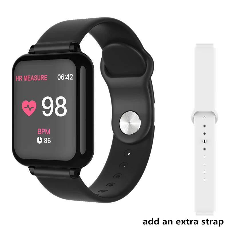 add white strap B57 Смарт часы водонепроницаемые спортивные часы монитор сердечного ритма кровяное давление Smartwatch для IOS Android - Цвет: add white strap