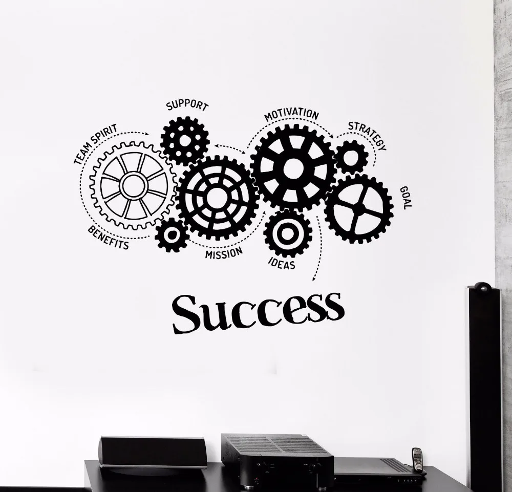 

Motivation Words Vinyl Wall Decal Teamwork Success Gears Office Art Decor Sticker Mural Removable Wall Stickers Bedroom S012