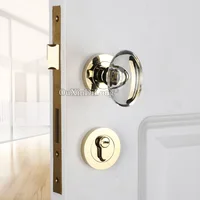 Elegant Luxury European Crystal Door Lock Set Copper Interior Door Knobs Lock for Living Room Bedroom Bathroom Gold/Chrome