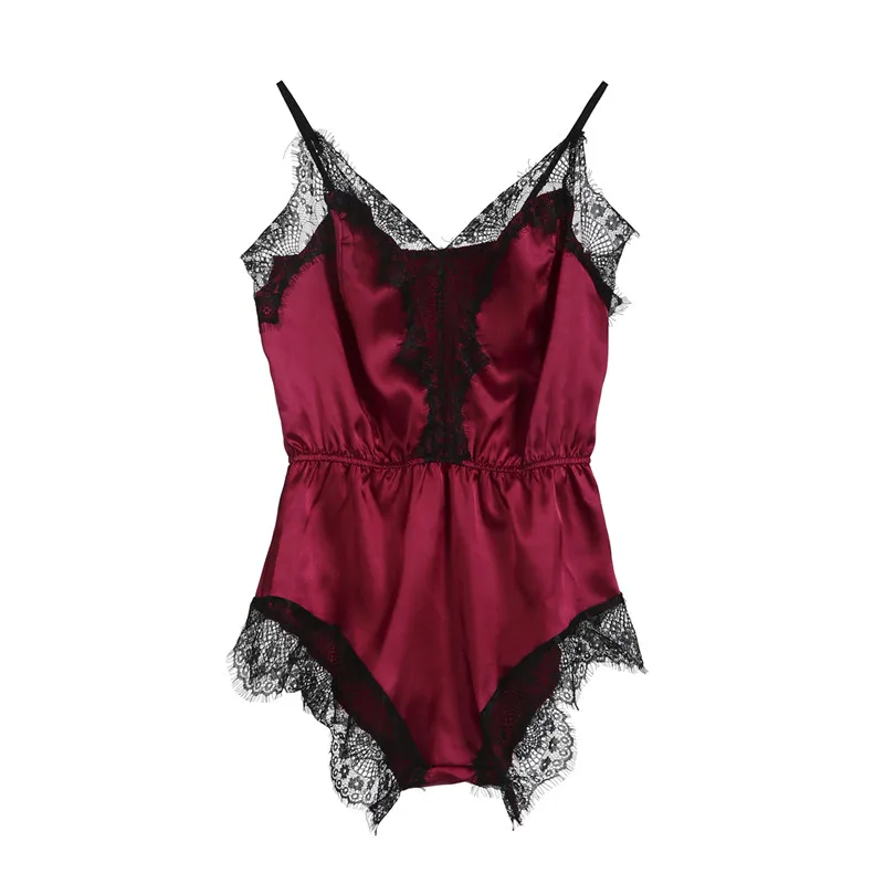 Красный Женские летние пикантные ночное белье Babydoll кружево Пижамный комбинезон Ползунки Лидер продаж Топы корректирующие - Цвет: Красный
