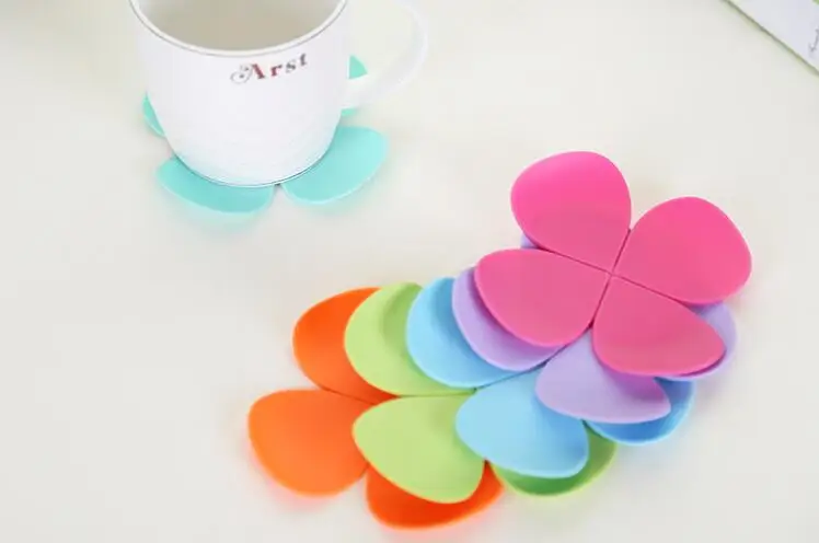 Бесплатная доставка 3D разноцветные цветы в форме лепестков чашка Coaster чайная