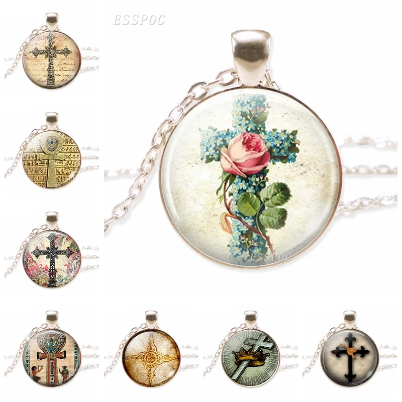 2018 Новое модное ожерелье с крестом Египетский Анкх цепочка со стеклянным