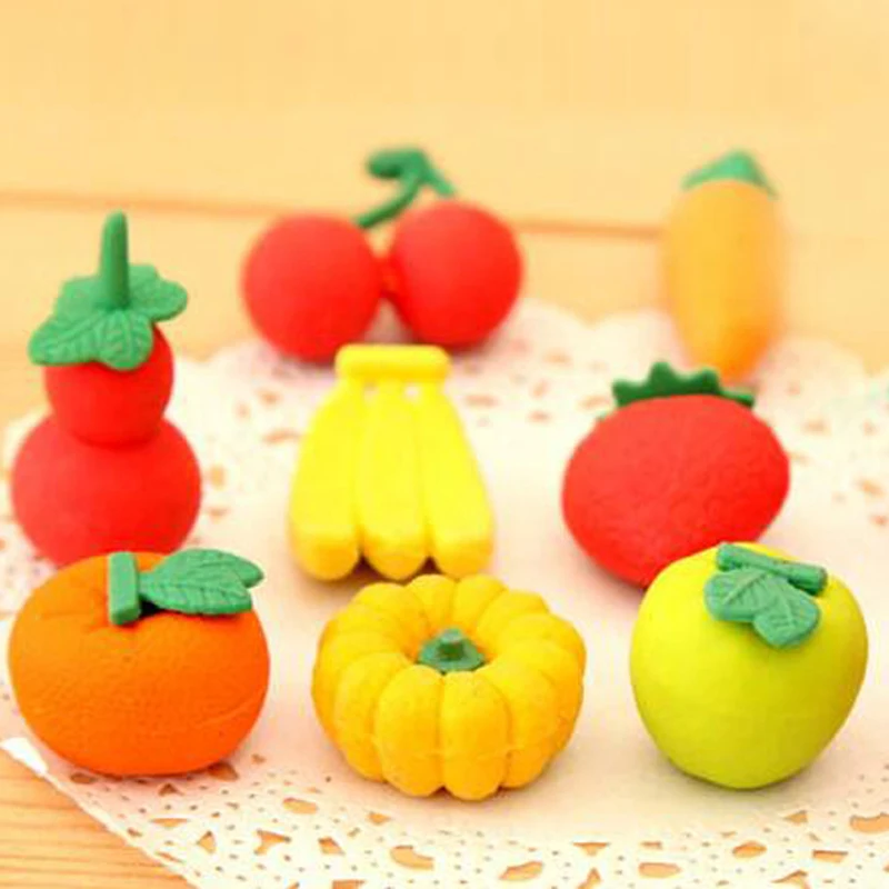 20 шт./лот ластик для фруктов и овощей в мультяшном стиле школьные офисные