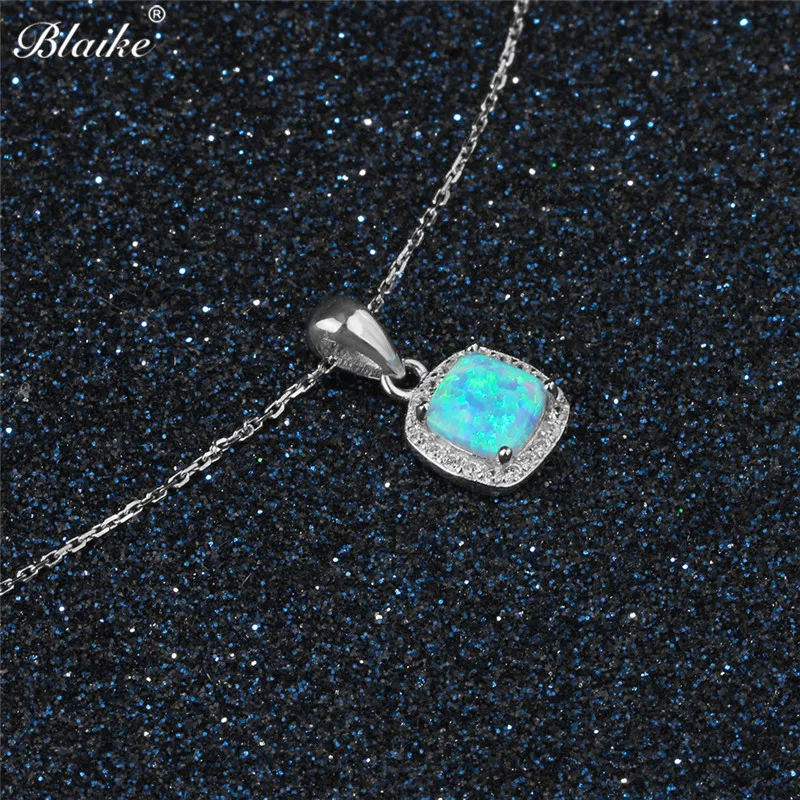 Blaike 2019 новый элегантный синий Опаловый кулон ожерелье для женщин Мода 925 Серебро