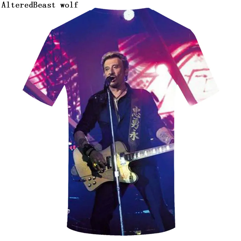2019 Cool Tees Tops Music Rock Johnny Hallyday Plain funny T Shirts O Neck Short Sleeve Shirt Popular Men's | Мужская одежда