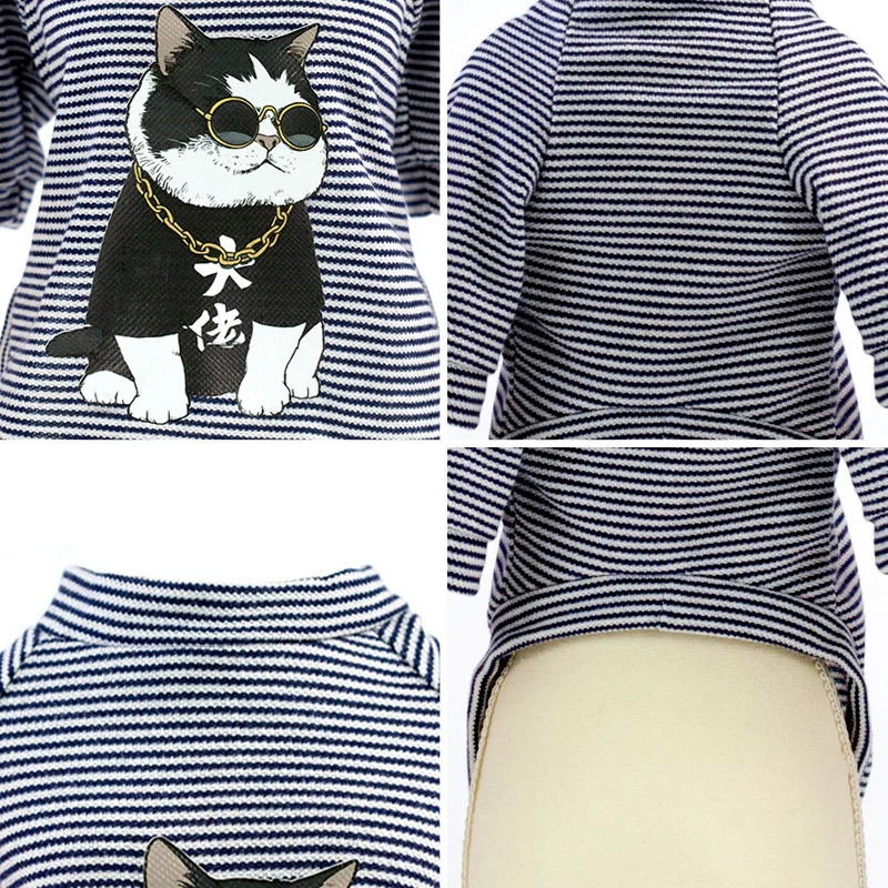 Весенне-летняя одежда для домашних животных, котов для кошек, модная футболка с котёнком, рубашки из мягкого хлопка с принтом, жилет для кошек и собак