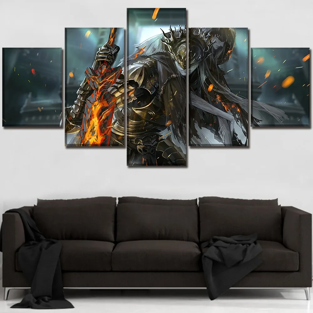 Топ рейтинг холст печать 5 Панель игры Dark Souls III меч постер с истребителем