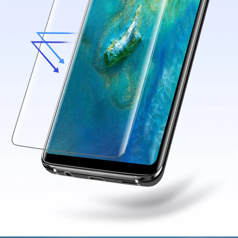 Нано-жидкий полный клей 2 шт. закаленное стекло и 1 УФ-свет для Huawei P20 Pro Mate 20 Lite