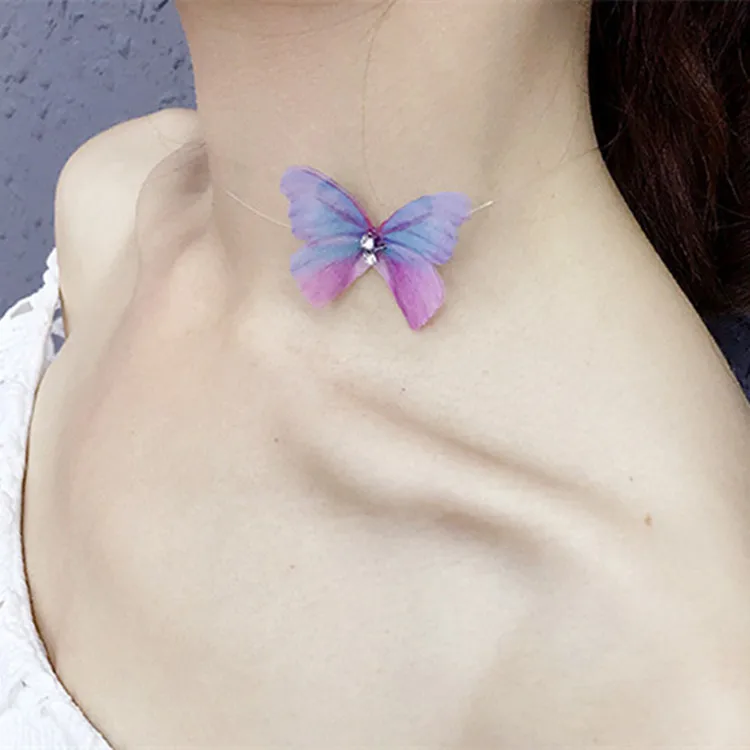 Прозрачная невидимая леска цепочка колье ожерелье для женщин разноцветная