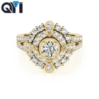 qyi wedding rings for women engagement 14k yellow gold moissanite finger rings fashion real gold jewelry