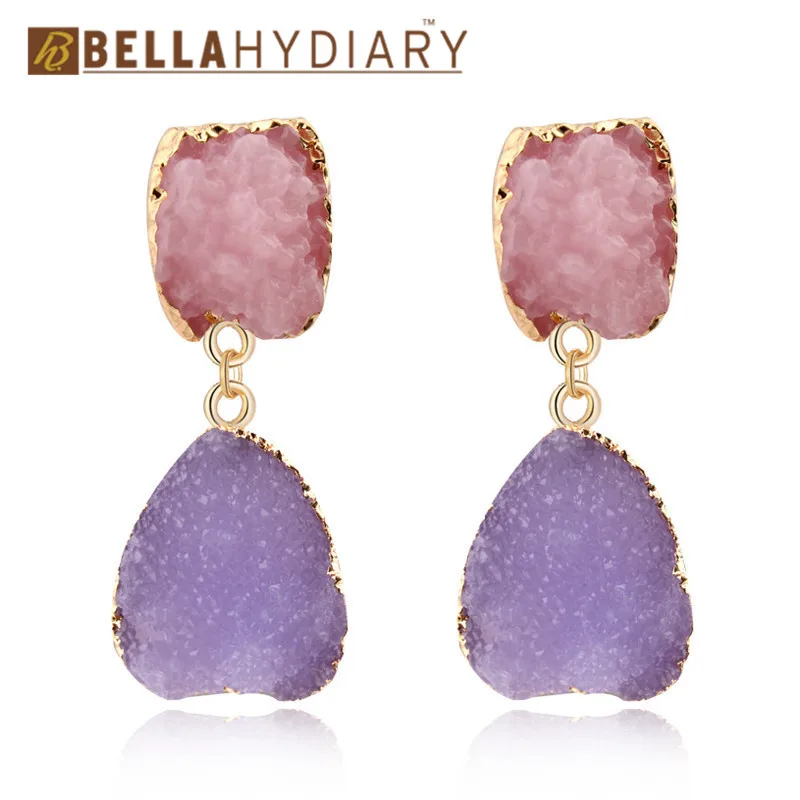 Bijoux Необычные корейские свадебные серьги из смолы Druzy, висячие серьги для женщин, ювелирное изделие, массивные Подарки для женщин, аксессуары Brinco