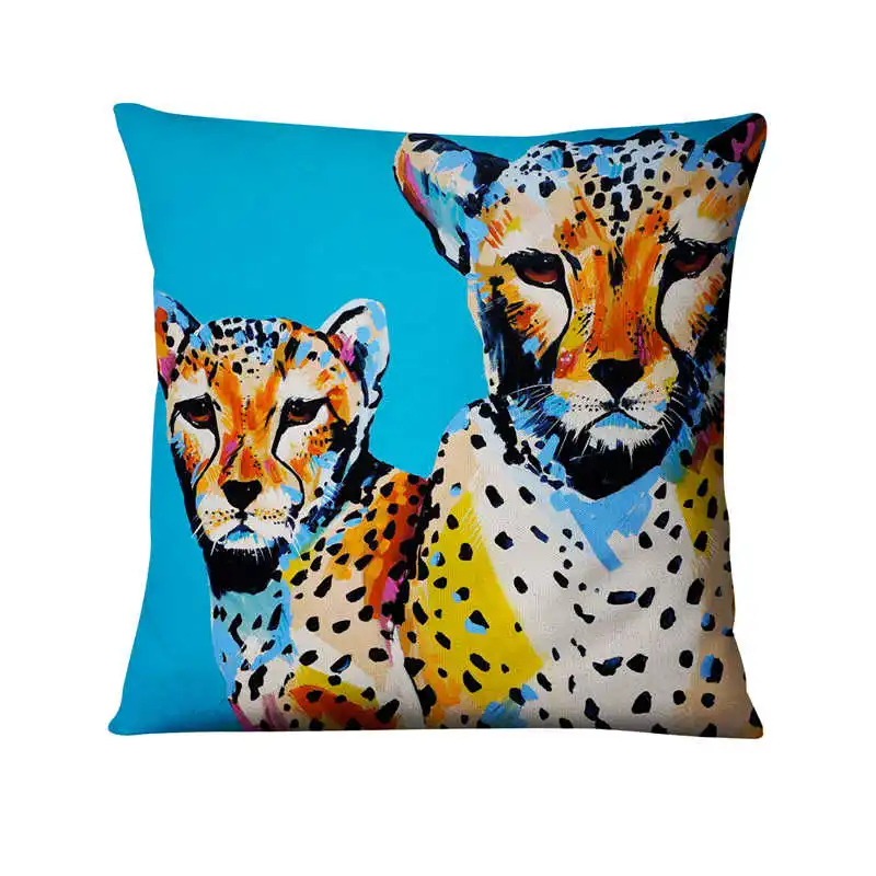 Мягкая Бархатная подушка с масляной живописью декоративная панда Зебра домашние