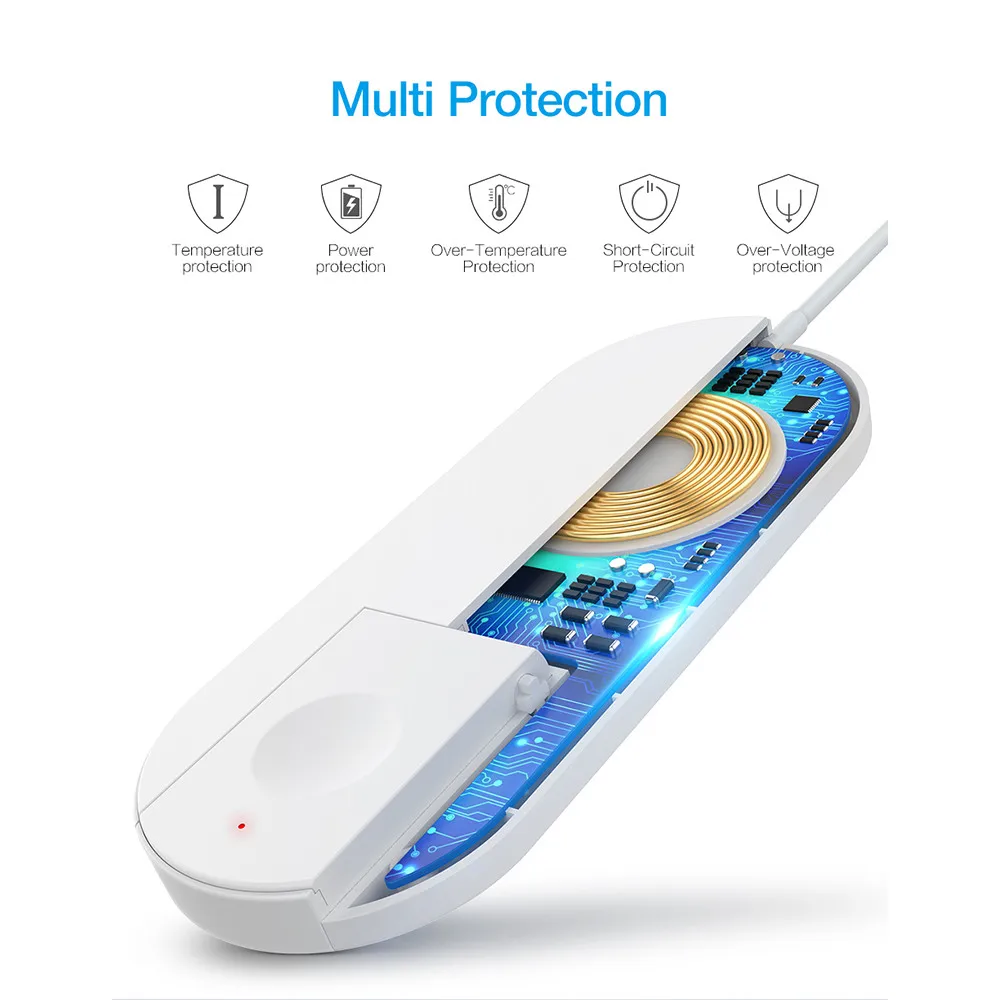 Vitog 2 в 1 Беспроводное быстрое зарядное устройство с кабелем для iPhone 8 Plus X Apple Watch