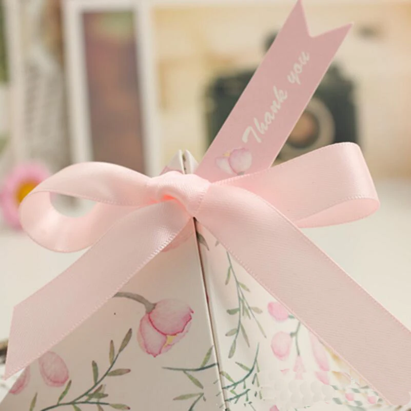 20 шт./лот свадебные вечерние коробки в стиле пирамиды милые с весенним цветком