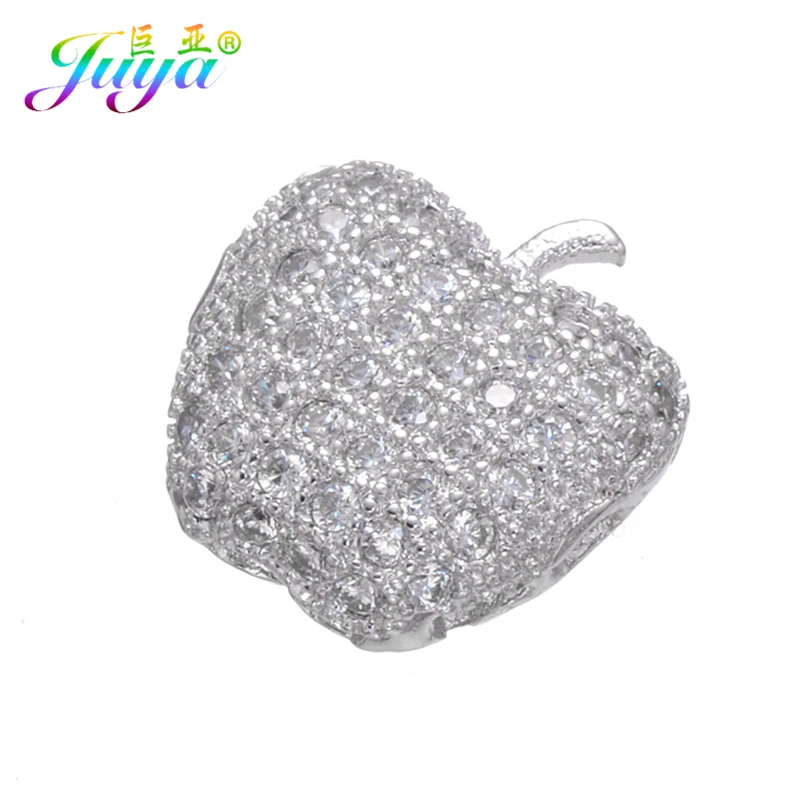 

Beadwork Jewelry Beads Supplies Micro Pave Zircon Gold Apple Charm Metal Beads Accessories For Needlework Jewelry Making