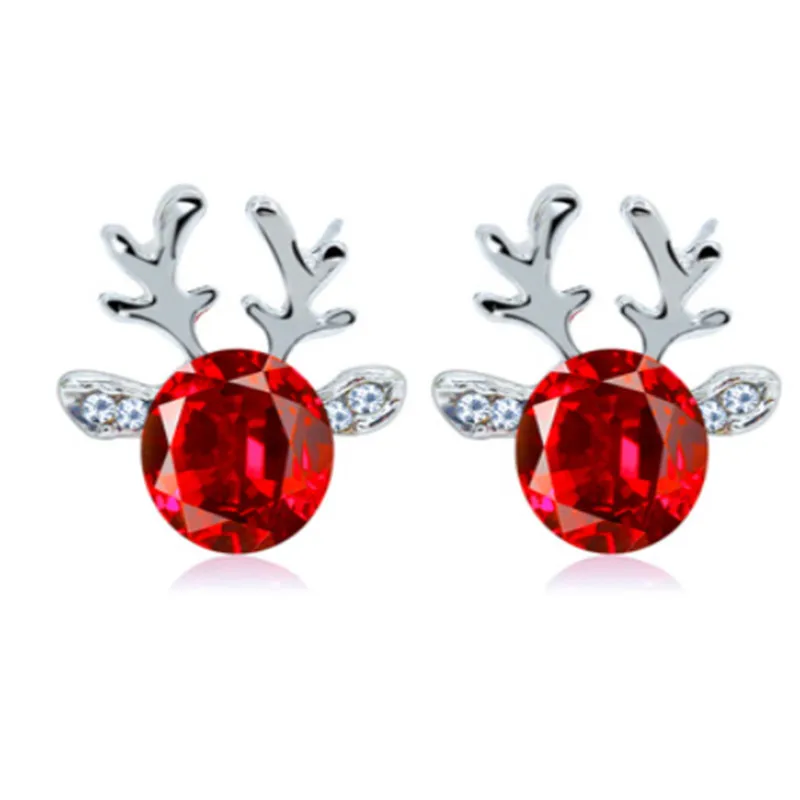 

2021 2018 New Fash Crystal luxury three dimensional Christmas reindeer Stud Earrings for Girl Christmas Party Hot Sell