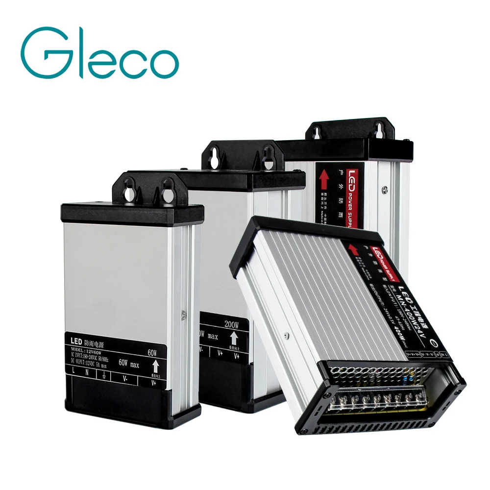 IP44 водонепроницаемый AC190 240V DC24V 12V источник питания 60W 100W 200W 250W 400W Светодиодный