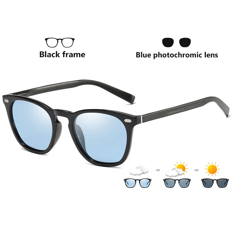BS-Black-blue Классические ретро женские солнцезащитные очки кошачий глаз фотохромные поляризованные розовые солнцезащитные очки мужские очки Oculos gafas de sol mujer UV400 - Цвет линз: BS-Black-blue
