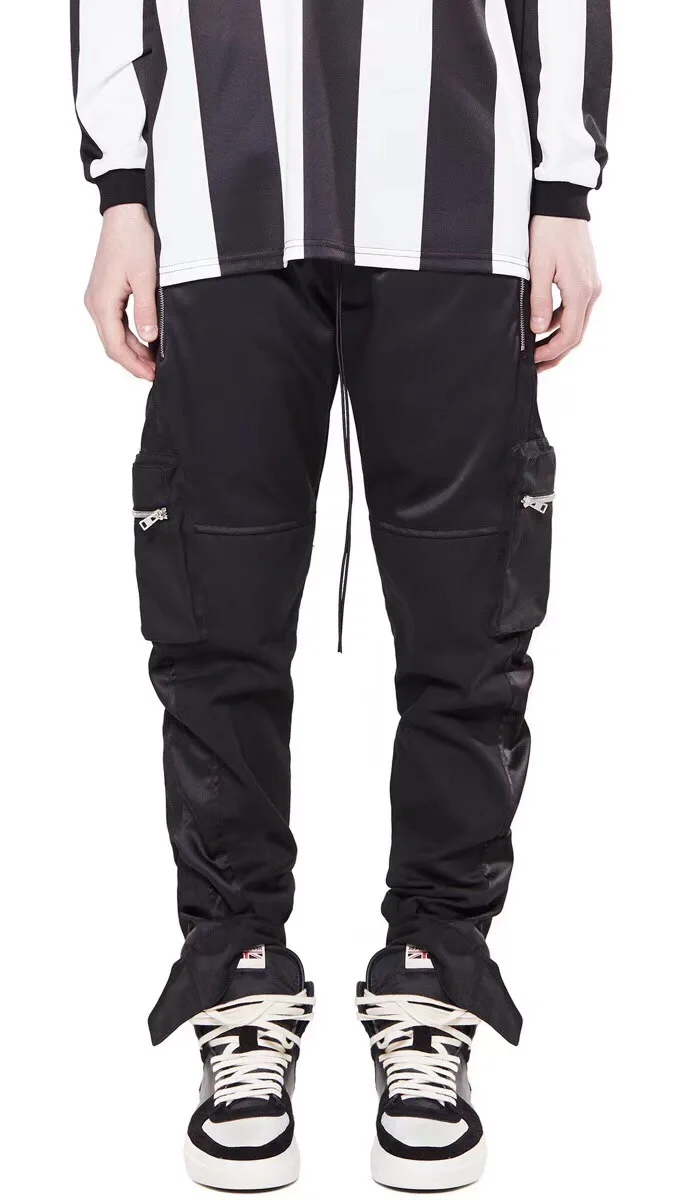 QoolXCWear, мужские брюки в стиле хип-хоп, сатиновые, в стиле пэчворк, брюки-карго, мужские, уличные, с застежкой на лодыжке, свободные, подходят для бега