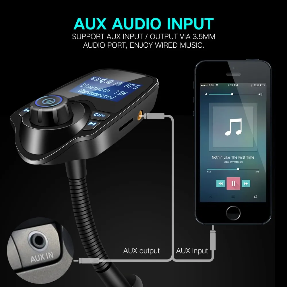 SMALL-EYE Wireless In-Car Bluetooth FM Transmitter MP3 Radio Adapter Car Kit USB Charger 5V 2.1A | Автомобили и мотоциклы