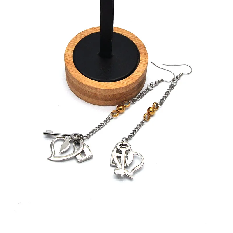 Pendientes Trendy Stainless Steel Drop Earrings Silver Love heart keys locks pattern Personalized Jewelry For Women E032219 | Украшения и