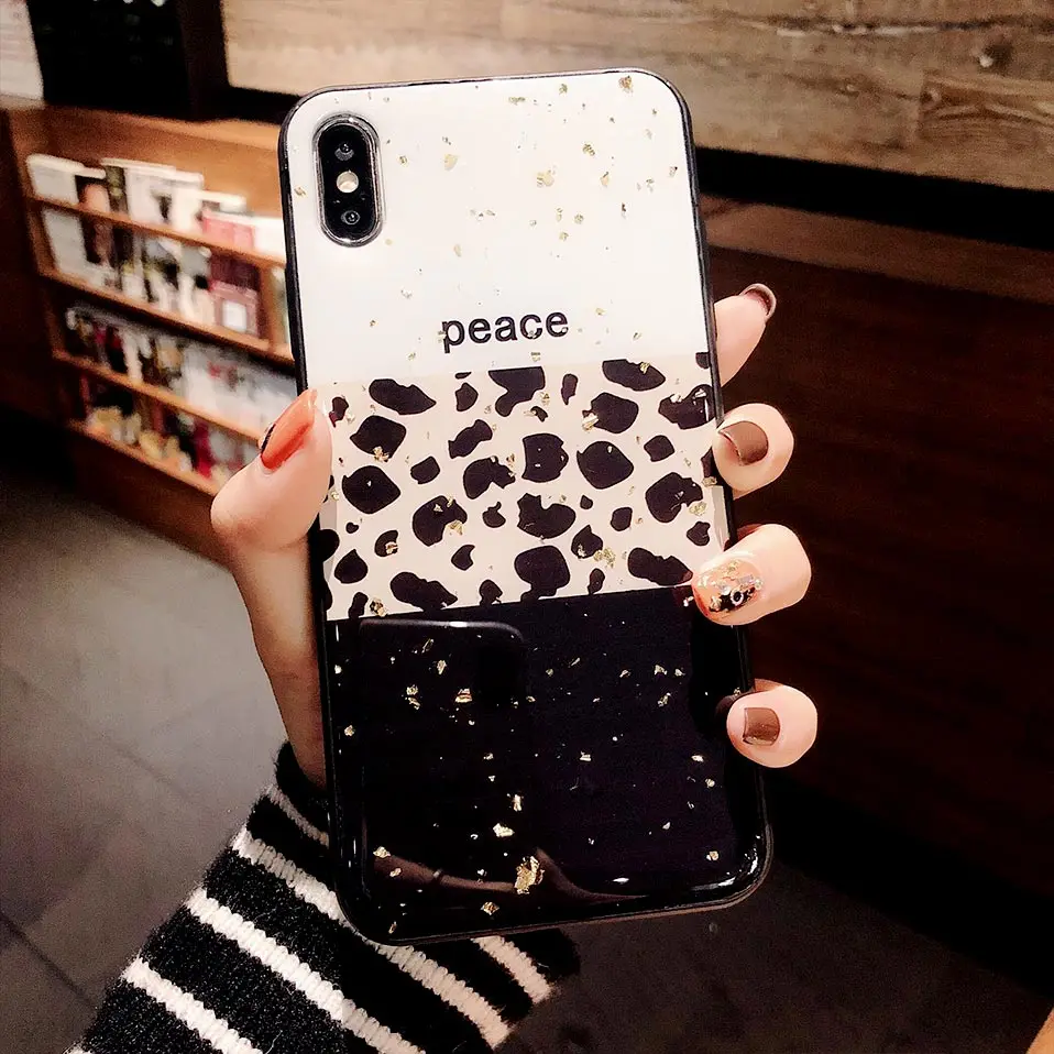 Epoxy Back Cover For iPhone X XR XS Fashion leopard Print Phone Case 6 6S 7 8 Plus Max Coque |
