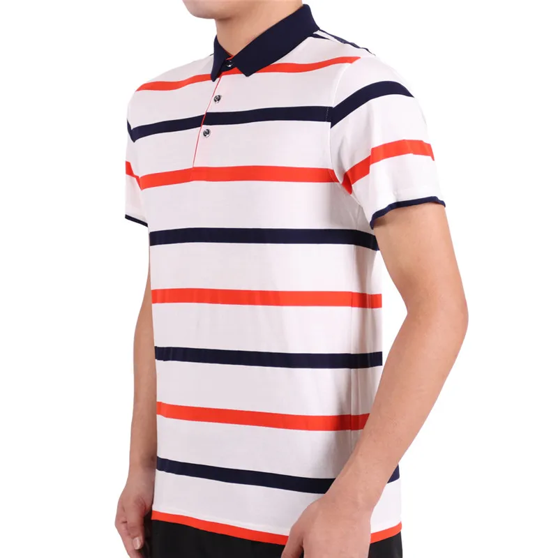 

High Quality Polo Shirt Men Breathable Striped Business 2018 New Brand Casual Short Sleeve Polo Shirt 100%Cotton Polos M691