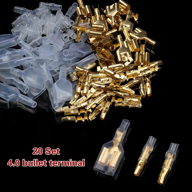 

20 Sets 4.0mm Bullet Terminal Car Electrical Wire Connector Male &Female Double Bullet Wire Connector Terminals