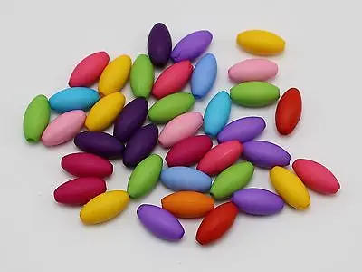 

200 Mixed Color Acrylic Oval Beads 6X12mm Imitation Wooden beads