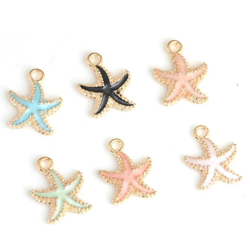 100 шт. 15*18 мм бусины в форме морской звезды медальон Подвеска Эмаль смешанных