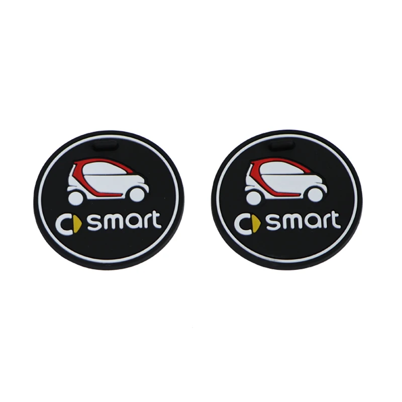 Smart car 1 pair Нескользящие Коврики для чашек Smart Fortwo Forfour 453, флуоресцентные Чехлы для хранения логотипов, противоскользящие Чехлы, украшение интерьера, стиль автомобиля - Название цвета: Smart car 1 pair