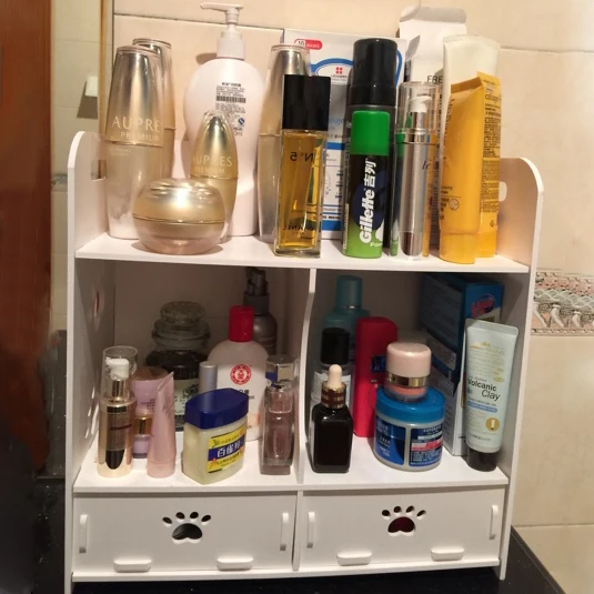 Креативный DIY Настольный косметический шкаф для хранения ванной комод деревянная полка для мелочей маленький шкафчик для хранения нескольких слоев